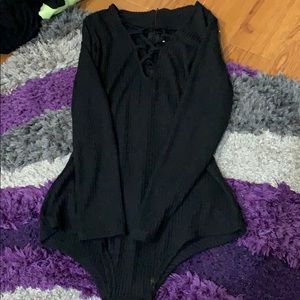 lace up long sleeve body suit